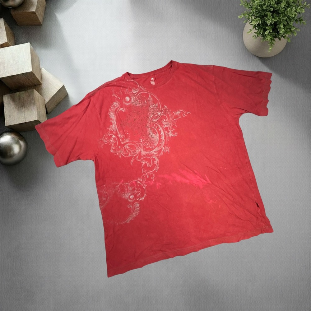 JF J Ferrar Graphic Tee Red Y2K Skater Grunge Boxy Fit Shirt 2XL